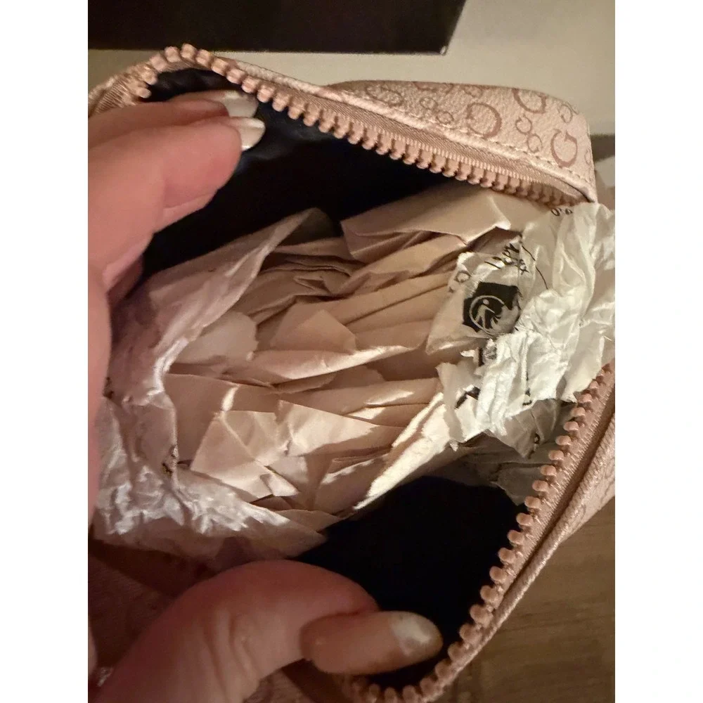 Guess Women Blush Pink Logo Print Crossbody Bag Adjustable Strap New